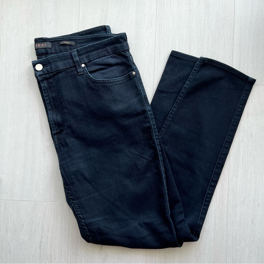 JEN 7 from 7 For All Mankind Dark indigo blue skinny Jeans denim sz 14 stretch